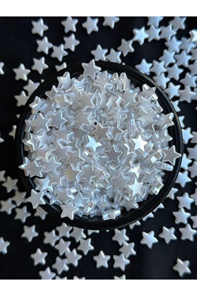 Bijumix Aksesuar 100 Adet Beyaz İnci Görünümlü Yıldız Plastik Akrilik Boncuk
