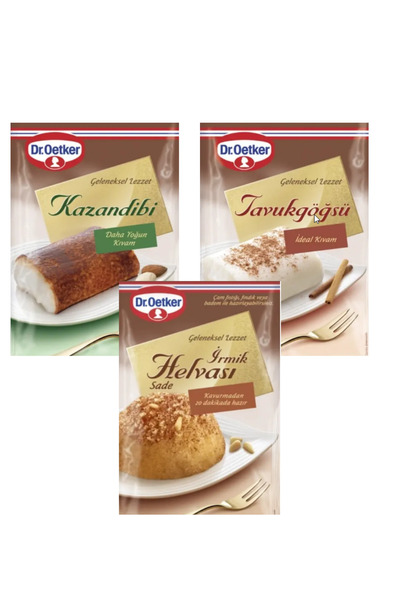 Dr. Oetker Dr.Oetker Geleneksel Lezzet İrmik Helva 400 g Kazandibi 165 g Tavukgöğsü 129 g 3 lü Set