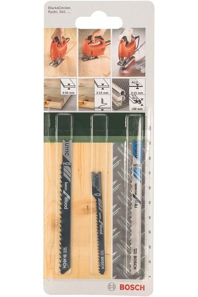 Bosch 3-piece jigsaw blade set U-shank | 2609256774