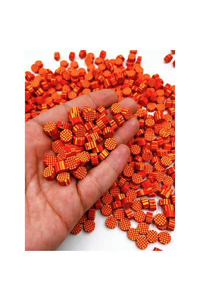 Hobimos 100 Pieces Yellow Red Fimo Figure Beads - Bracelet Boneksu