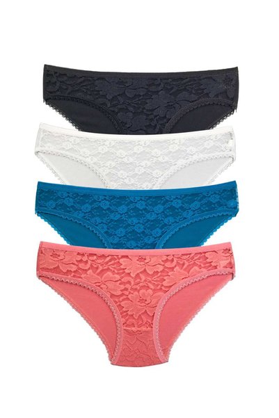 TWOX 4 Pieces Women's Slip Panties with Transparent Laces - S149