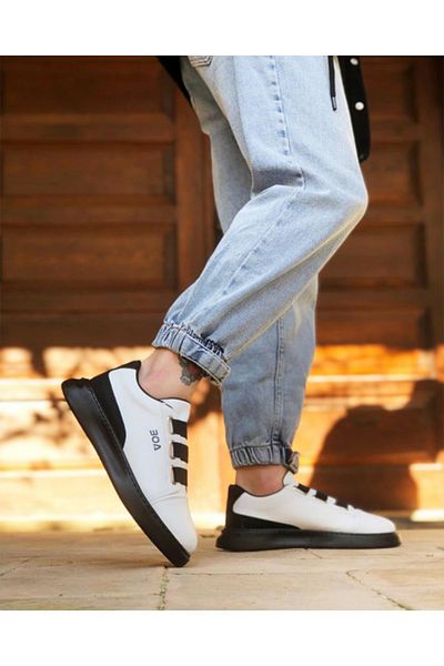 mackrock sports Ανδρικά μαύρα πάνινα παπούτσια με τρεις ρίγες Ορθοπεδική σόλα Εποχιακά casual παπούτσια