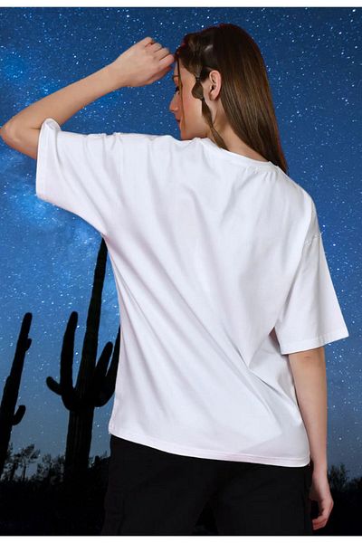 Pink Sky Cotton Oversize T-shirt - Printed