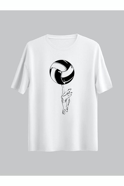 Pink Sky Μπλουζάκι Unisex Volleyball Linear - Χειροποίητο σχέδιο / Μπάλα βόλεϊ / Αθλητικό δώρο / Συνδυασμός κανονικής εφαρμογής