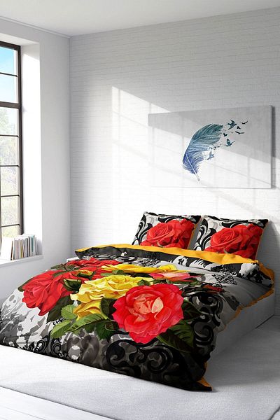 PerlaSera 3D Custom Design - Double Duvet Cover Set, Tightly Woven Cotton Satin, Rose1006