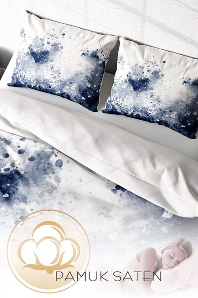 PerlaSera 3D Спеціальний дизайн - Двоспальний комплект постільної білизни, щільно тканий бавовняний сатин, Stain Modern