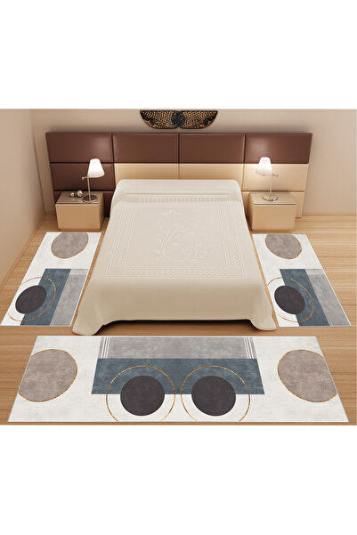 stylehome Dijital Baskılı 3 'lü Yatak Odası Halısı Yolluk Takımı