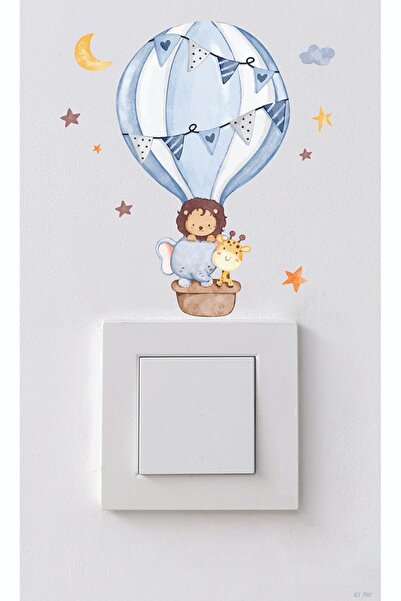 AlyMarkt ملصق على المقبس على شكل فيل أسد وزرافة في رحلة البالون