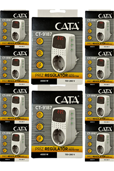 Cata CT-9187 4000W Akım Korumalı Led Göstergeli Priz (10 Adet)