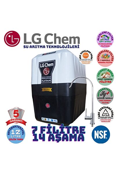 LG Chem Platinum 12 Litre 14 Aşama 7 Filitre Gümüş Iyon Tatlandırıcılı Su Arı...