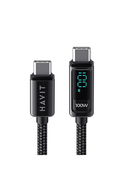 Havit CB6247 PD100W Type-C to Type-C Göstergeli Şarj Kablosu
