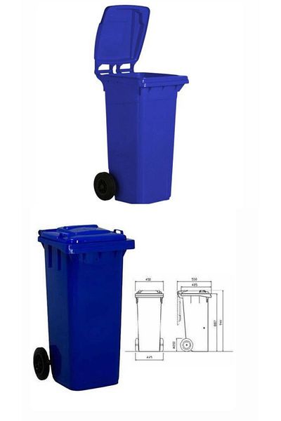 FİGANLAR ΜΠΛΕ 120 lt ανθεκτικό στη θερμότητα δοχείο σκουπιδιών μπροστινή πόρτα εξωτερικού χώρου
