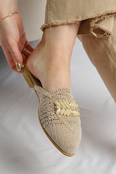 Oksit Noemi Stone Λεπτομερείς Πλεκτές Γυναικείες Παντόφλες Σπίτι και Εξωτερικού Χώρου