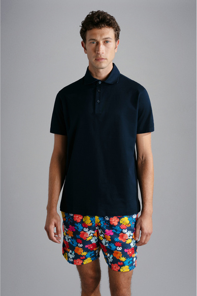 PAUL&SHARK MEN'S KNITTED POLOSHIRT C.WCOTTON