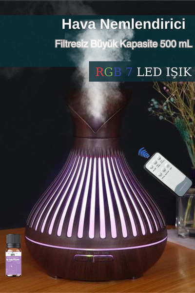 BigSale Lale Desenli Hava Nemlendirici 500ml - Led Işıklı Aroma Difüzör, Uzak...