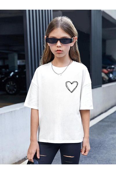 Pink Sky Heart Patterned Children's T-shirt