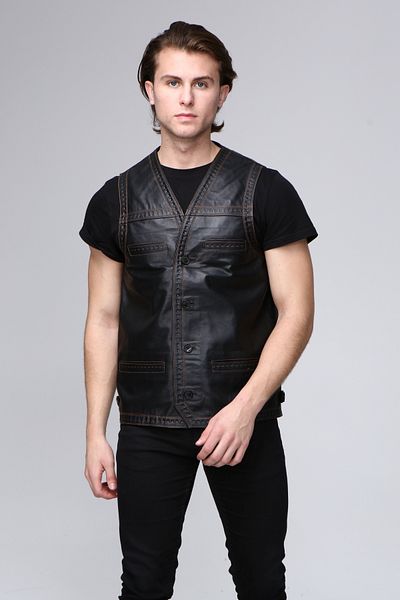 CE-YIL DERİ ÜRÜNLERİ Genuine Leather Vest