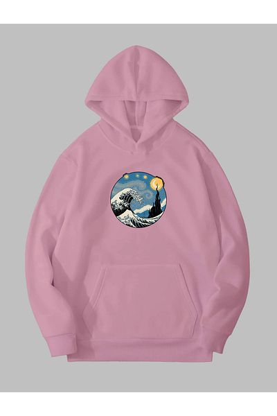 Harmandar Φούτερ με κουκούλα Pink Star Unisex - Τσέπη καγκουρό