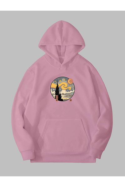 Harmandar Φούτερ με κουκούλα Pink Star Unisex - Τσέπη καγκουρό