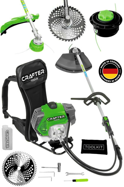 CRAFTERTOOLS Sırt Tipi Benzinli Motorlu Ot Çalı Tırpanı Çim Biçme Makinesi Be...