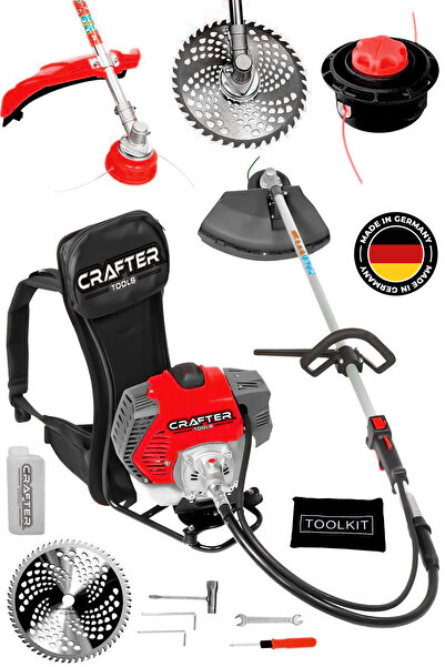 CRAFTERTOOLS Sırt Tipi Benzinli Motorlu Ot Çalı Tırpanı Çim Biçme Makinesi Be...