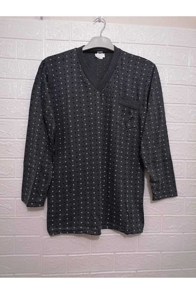 anne moda ankara Σετ Πιτζάμες V-Neck Dad - 100% Βαμβακερό Χτενισμένο ΚΑΛΟΚΑΙΡΙΝΟ