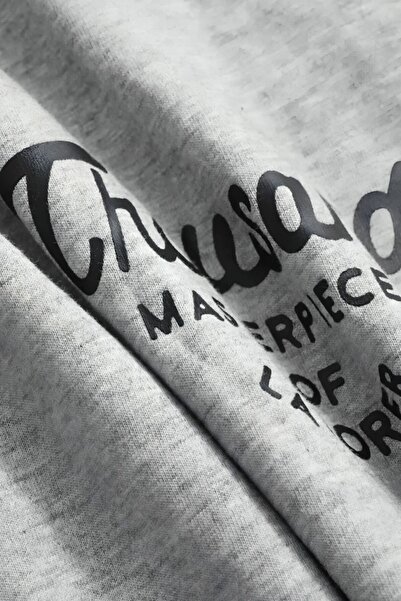 Pink Sky Γκρι Oversize Crew Neck Thousand Printed Unisex T-shirt