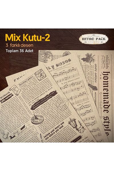 Retro Pack 36 Pieces in 1 Box Patterned Oil Paper-3 Different Patterns-mix Box 2-presentation Paper-vintage Presentation Paper