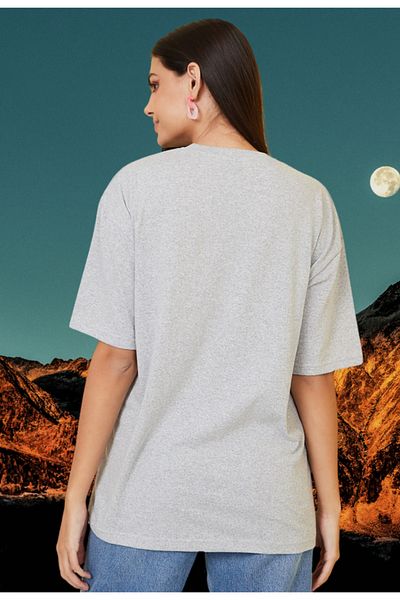 Pink Sky Βαμβακερό μπλουζάκι Oversize - Εκτυπωμένο Σελήνης Πανσέληνου