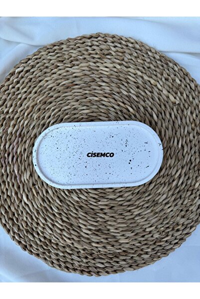 Çisem Σετ μπάνιου 3 τεμαχίων από σκυρόδεμα μαρμάρινο μοτίβο Λευκό Σετ Μπάνιου Στήριγμα οδοντόβουρτσας Διακοσμητικός δίσκος παρουσίασης