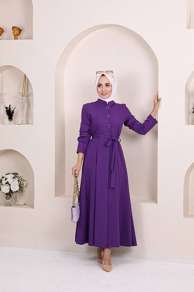 She Olive Buttoned Roller Ferrace -purple