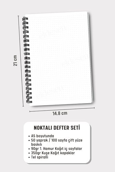 Eldesen Tasarım A5 Size 4-Point Notebook Set - 50 Sheets and 100 Sheets
