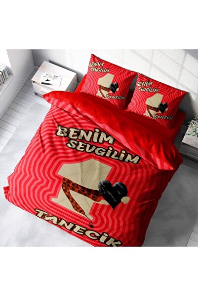 MonoHome Valentine's Day Cotton Satin Double Duvet Cover Set Birtanem