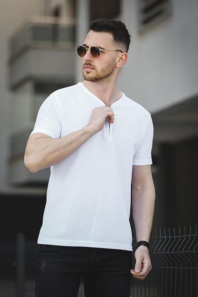 Oksit Ανδρικό Tshirt Ivy Highway Fabric με φερμουάρ V-Neck