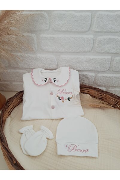 Nakisatolyemiz İsme özel nakış  işleme  tulum seti /hastane çıkışı yeni doğan