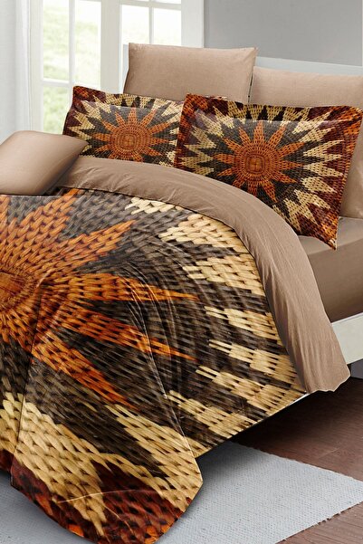 PerlaSera 3D Custom Designed Double Duvet Cover Set - Satin, Cotton and Wicker Flower