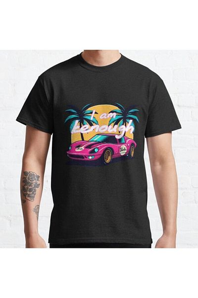Pink Sky Μπλουζάκι Loose Fit με μαύρο στάμπα
