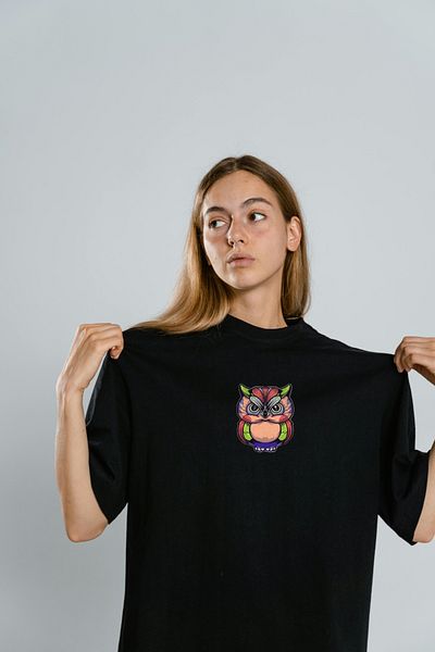 Pink Sky Μπλουζάκι Oversize Crew Neck Printed - Κουκουβάγια