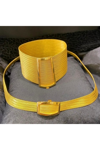 YAKUT GOLD 22 ayar altın kaplama Trabzon hasırı seti gerdanlık