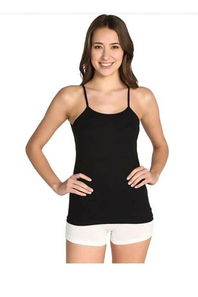 Tutku Women's Black String Strappy Undershirt 5 Pieces