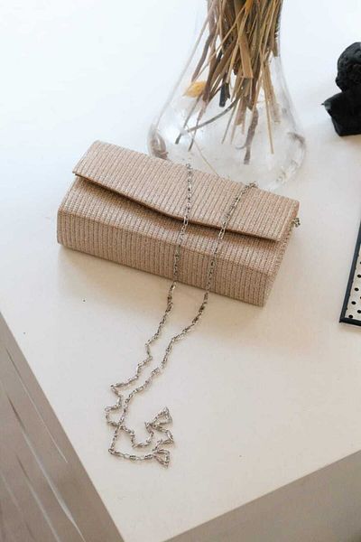 Moom Bag Geantă de umăr Mini Box Silvery Gold pentru femei