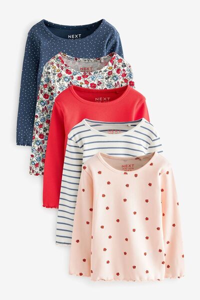 Next Baby Navy Blue Red Cotton Long Sleeve Suit Set of 5