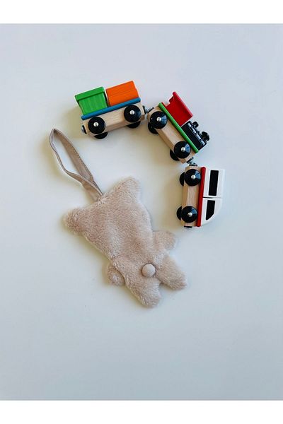 Caramell Plush Pacifier Strap for Newborn Babies - Brown Color, Compatible with 0-18 Months