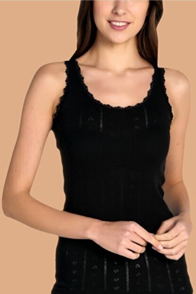 Tutku Γυναικείο Μαύρο Φαρδύ λουράκι Ζακάρ εσώρουχο 6 τεμαχίων