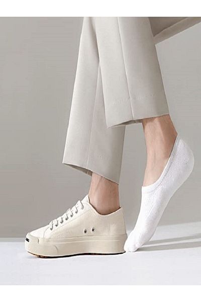 HEROSA TEKSTİL Cotton Unisex Invisible Sneakers 10 Piece White Socks