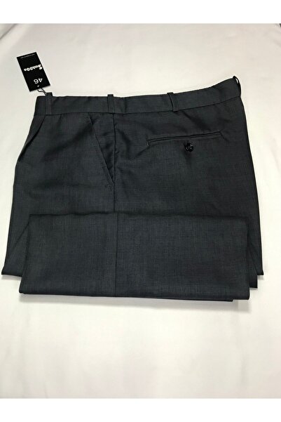 BUGİ GİYİM Erkek Kumaş Pantolon Koyu Gri Füme Ince Yazlık Klasik Kesim Yüksek Bel Baba Pantolonu Pileli