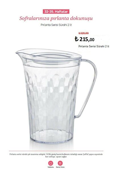 Tupperware Pırlanta Serisi Sürahi