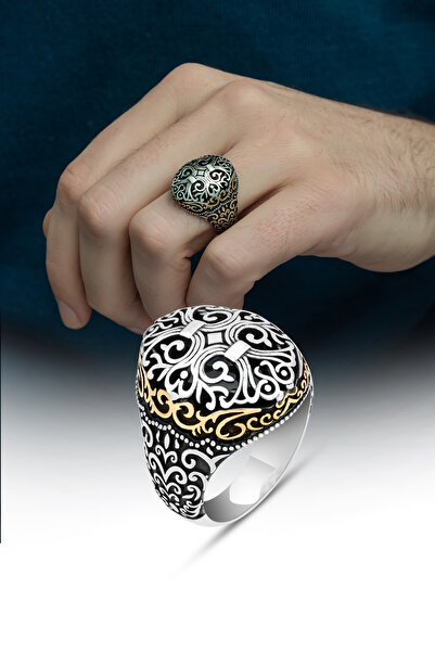 ALYANSEVİM İşleme Motifli 925 Gümüş Erkek Yüzük