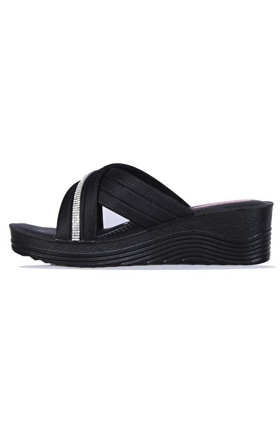 Apella Zilan 426-21 Black Women's Heeled Slippers - 7cm