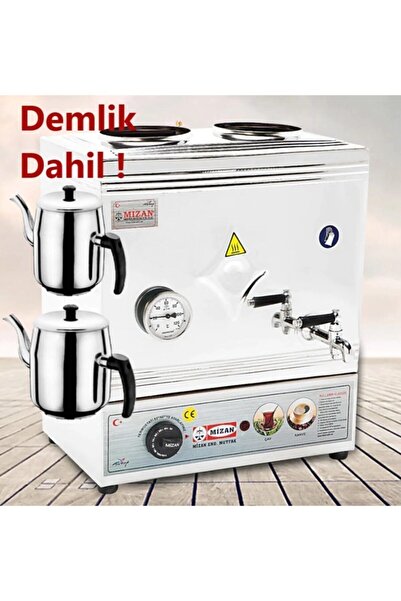 Mizan Çift Demlikli Elektrikli Pleytsiz 30 Lt. Çay Kazanı - 2 Adet Çelik Demlik Hediyeli -mc217 Çay Ocağı